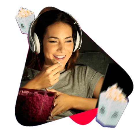 Girl watching a movie online with DEIPTV streaming service