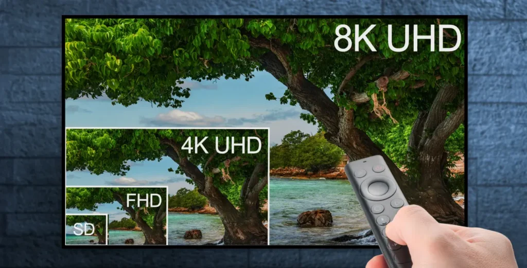 TV screen showing 4K and 8K streaming options on IPTV