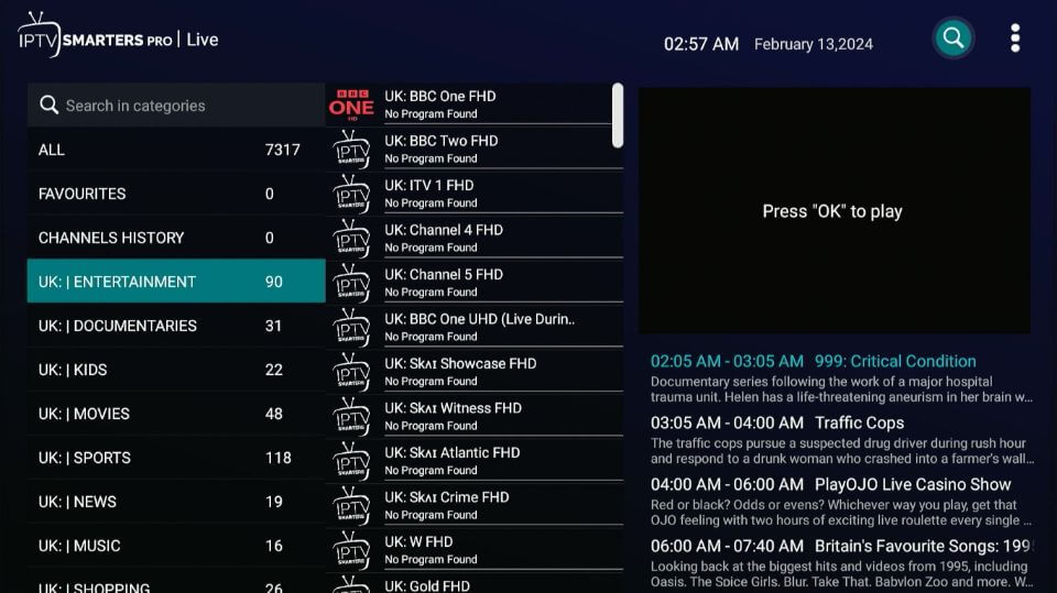 IPTV channels loading after entering subscription details